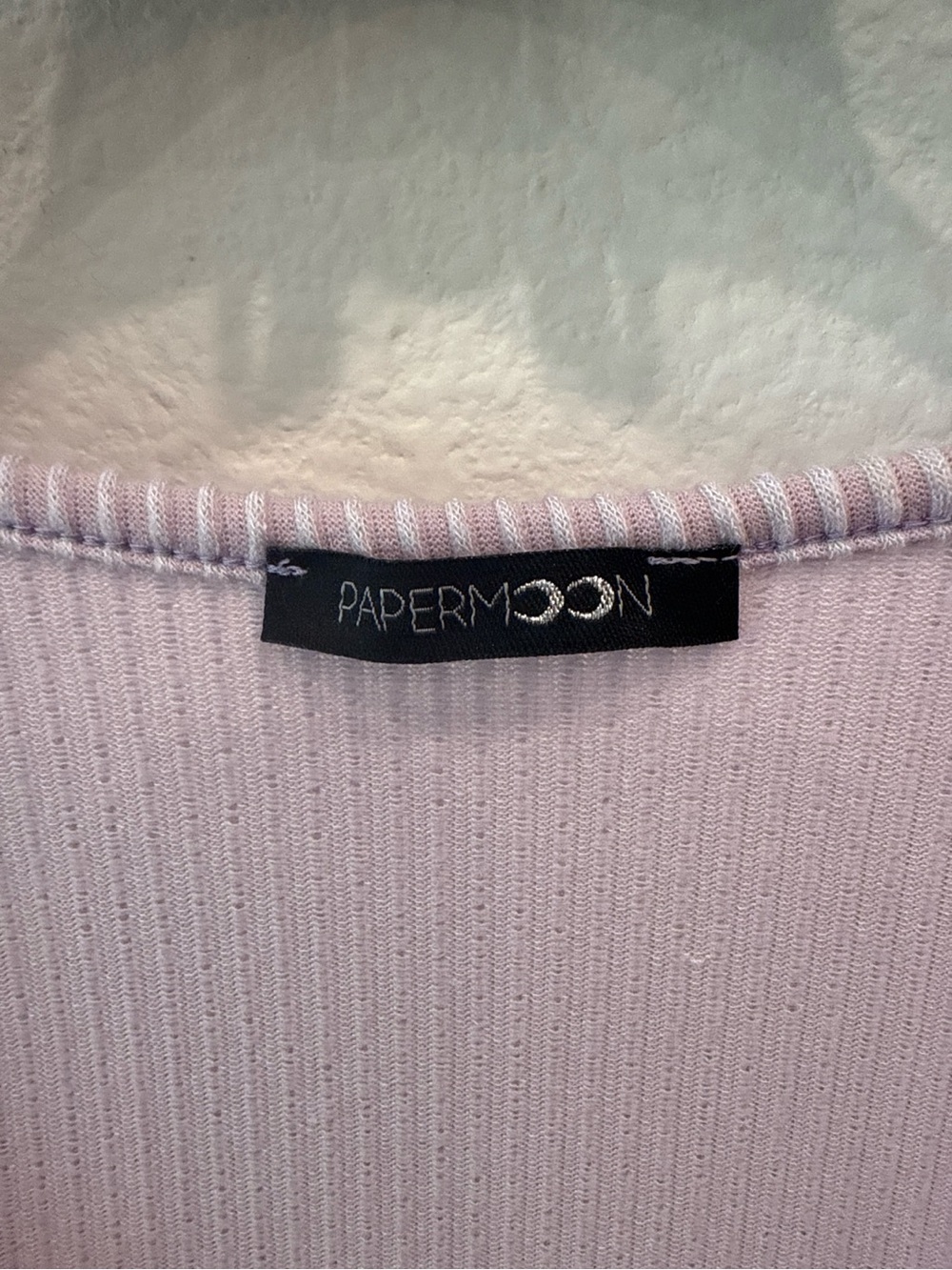 Paper Moon Lilac Ribbed Ruched Front Crop Top Large - Picture 4 of 5